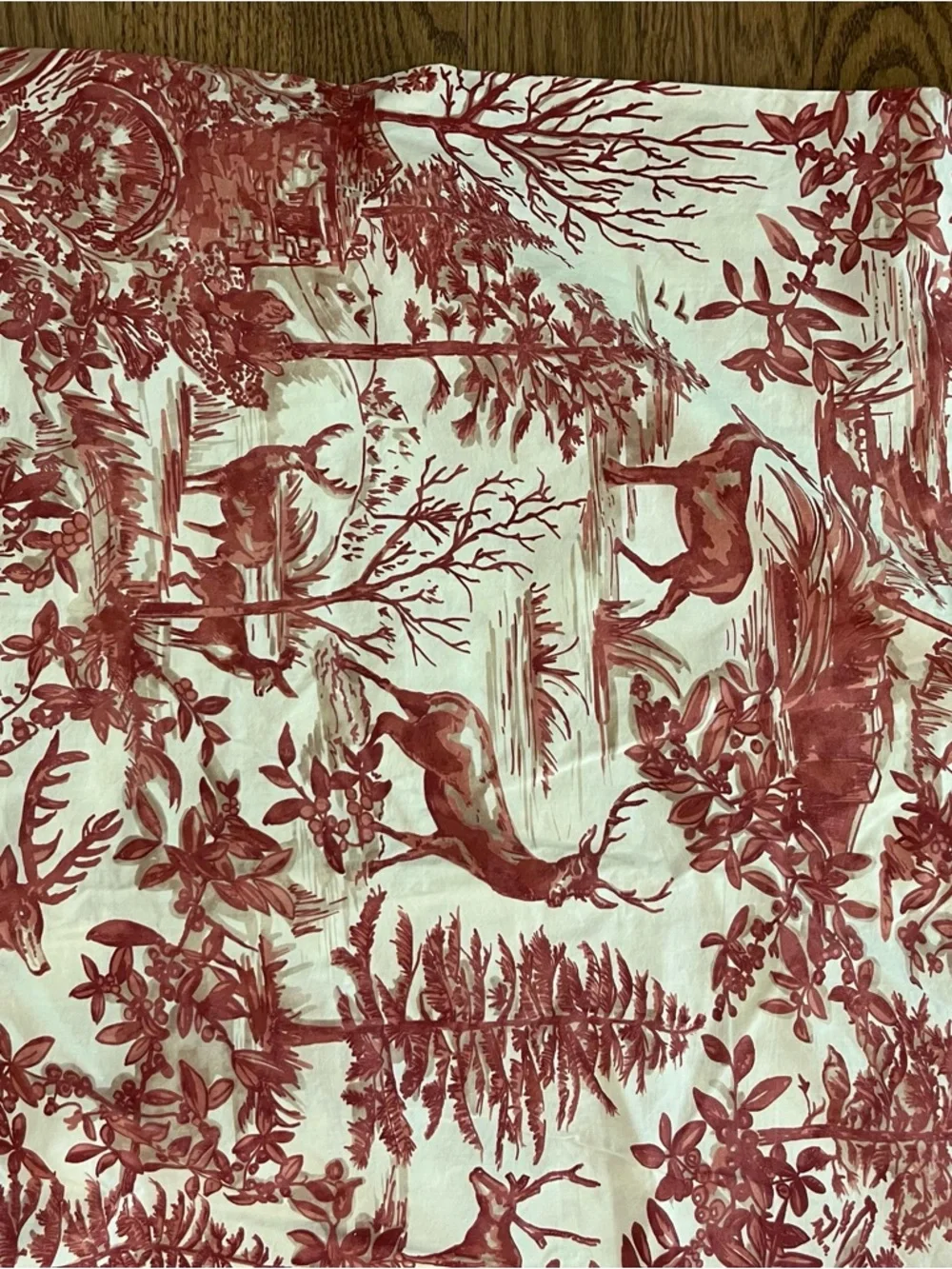 Pottery Barn Duvet Cover Red Alpine Toile Queen Cotton Woodsy Deer Cabin Charm